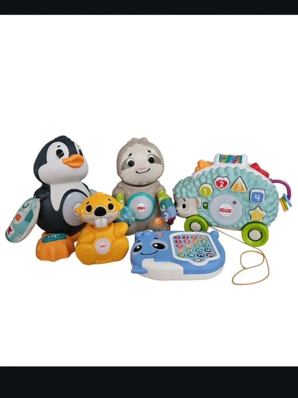 Fisher Price Linkimals 5 Piece Learning Toy Lot Penguin Chipmunk Sloth Hedgehog
